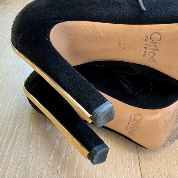 ⭐️Chloe⭐️Fringe Black Suede Leather High Heel Ankle Bootie Designer Women's 6 37 - Picture 14 of 15